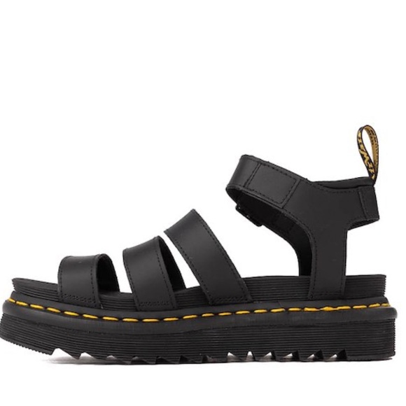 Dr Martens Black Blaire Sandals Patent Leather Size 10 Platform - Picture 2 of 8